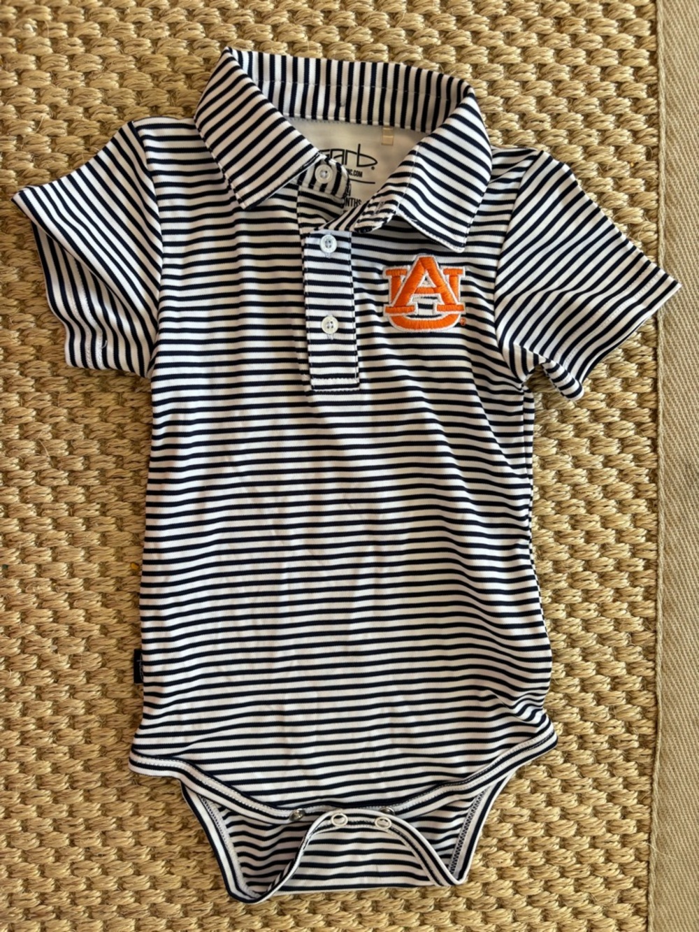 Auburn Tigers Infant Striped Polo Bodysuit - Navy/White